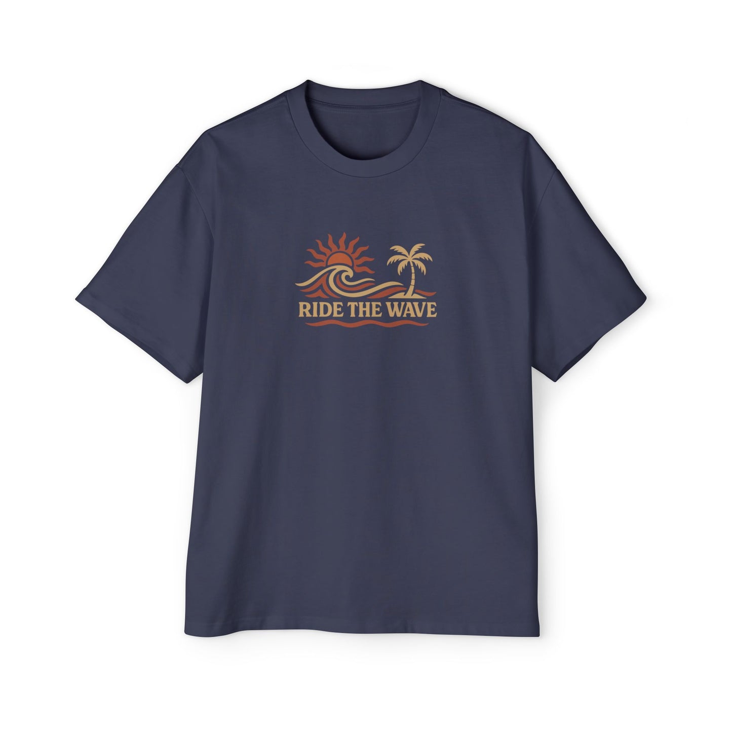 Men's Heavy Oversized Tee-Ride The Wave