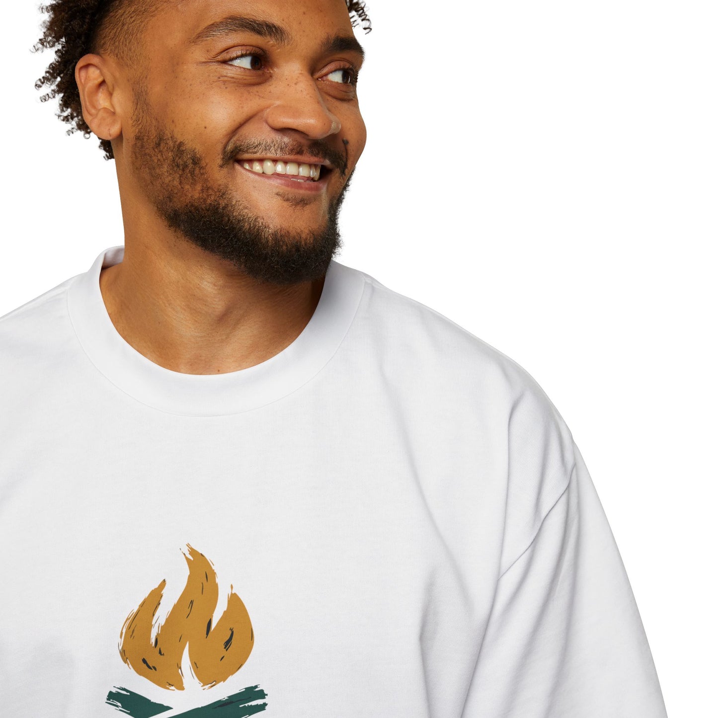 Men's Heavy Oversized Tee-Brushed Fire