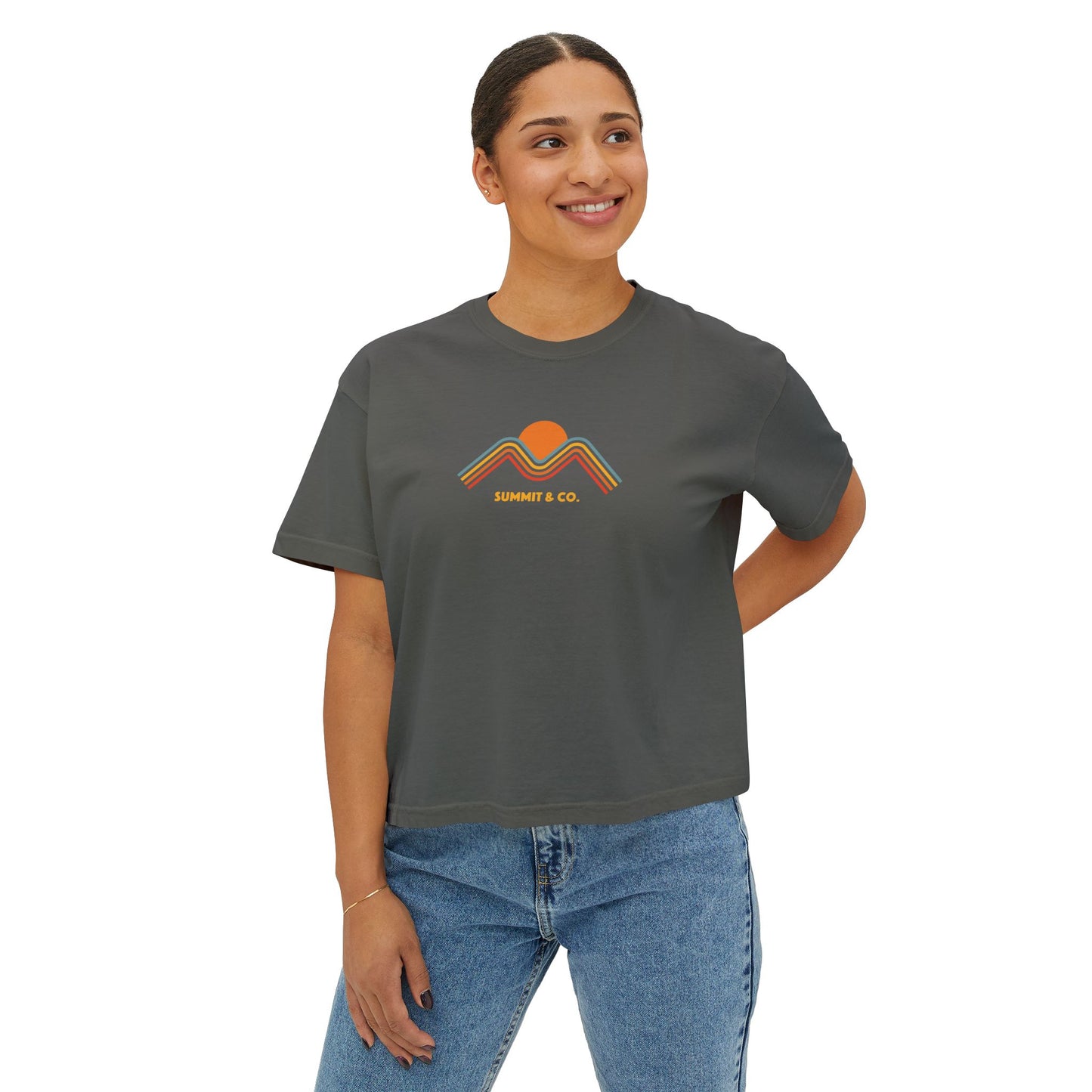 Summit&Co. Women Boxy Tee-Rainbow