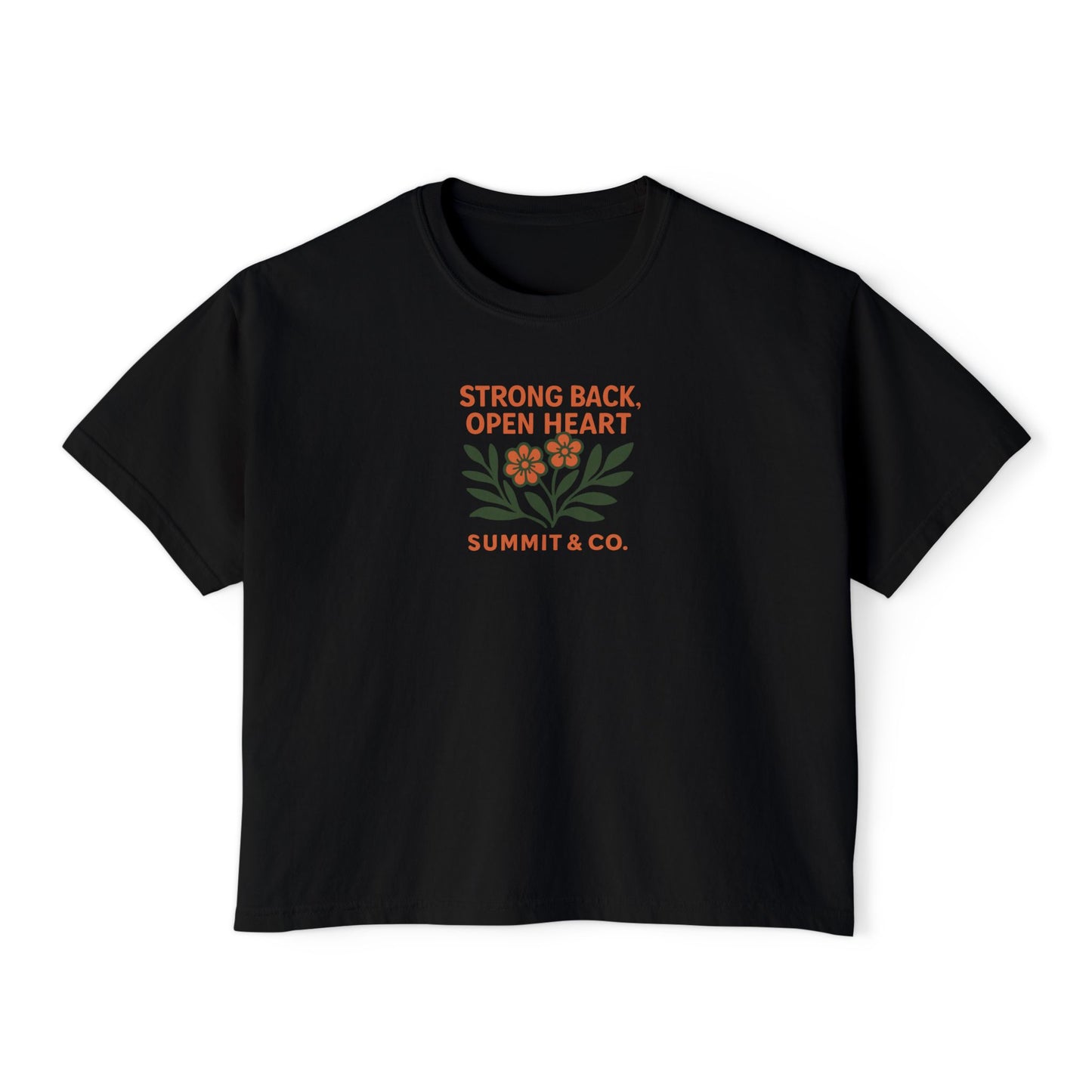 Summit&Co. Women Boxy Tee-Strong Back Open Heart