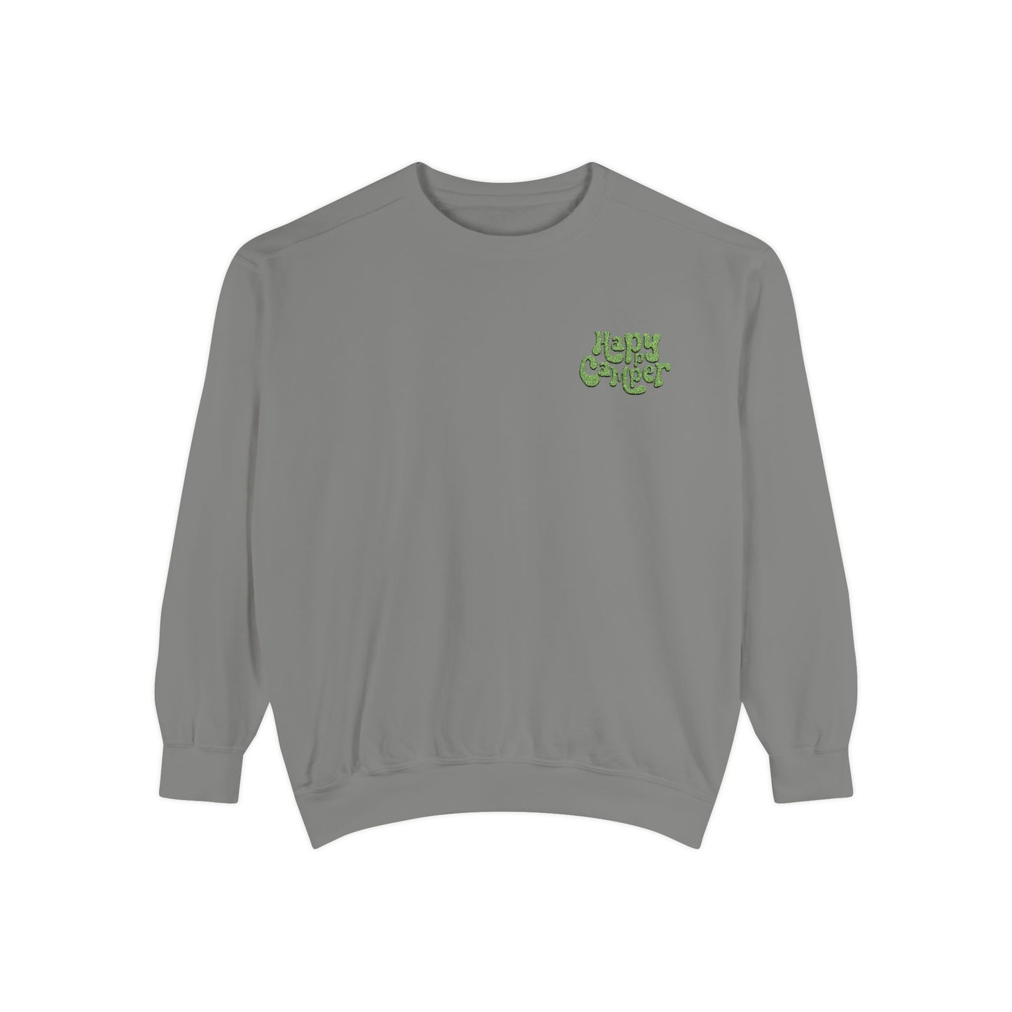 Women's Garment-Dyed Sweatshirt - Happy Camper nVintage Style Cozy Top for All Occasions