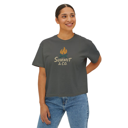 Summit&Co. Women Boxy Tee-Brushy Fire