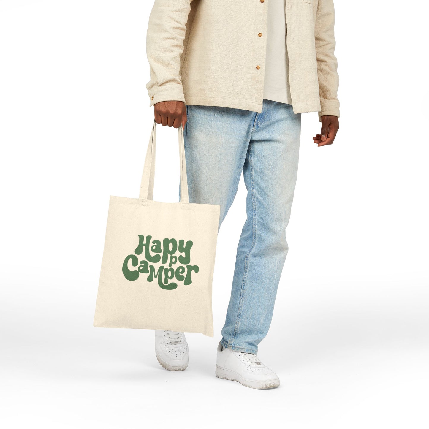 Eco-Friendly Happy Camper Cotton Canvas Tote Bag