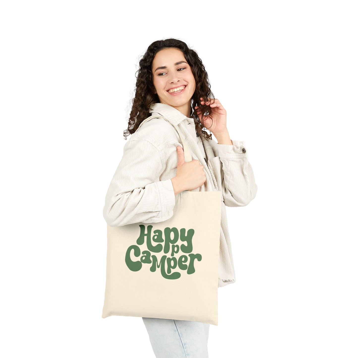 Eco-Friendly Happy Camper Cotton Canvas Tote Bag