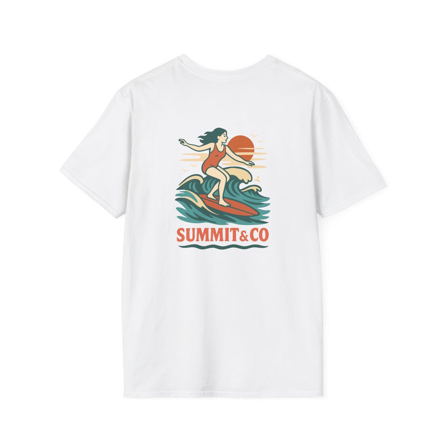 Summit&Co. Softstyle Tee-Surfer Woman (w/Back Design)