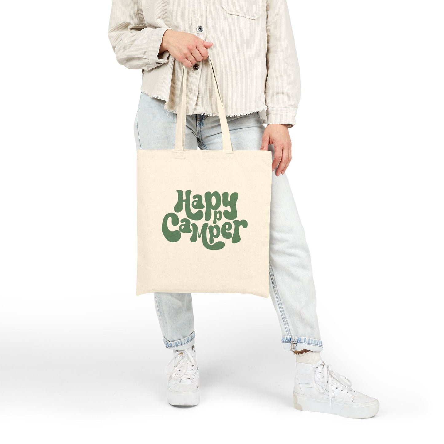 Eco-Friendly Happy Camper Cotton Canvas Tote Bag