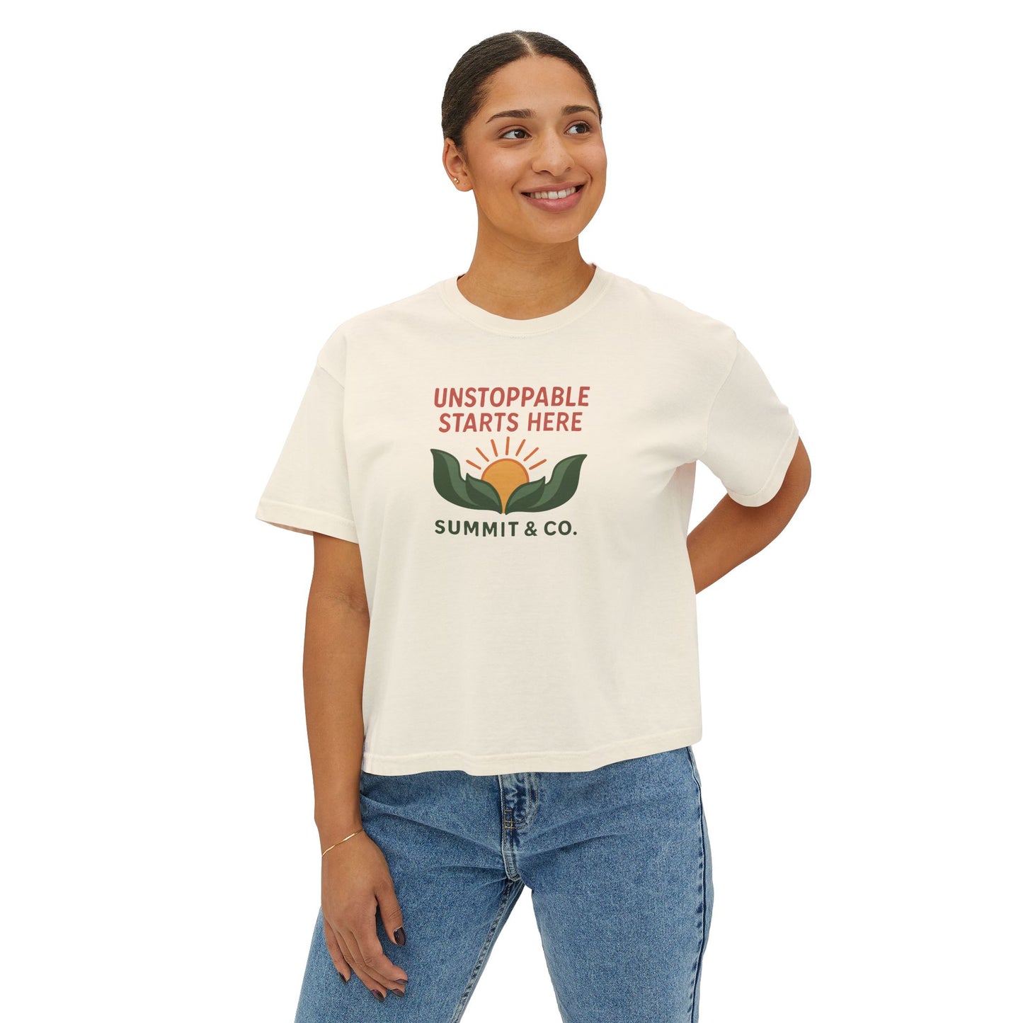 Summit&Co. Women Boxy Tee-Unstoppable Starts Here