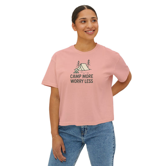 Summit&Co.Women Boxy Tee Camp More Worry Less