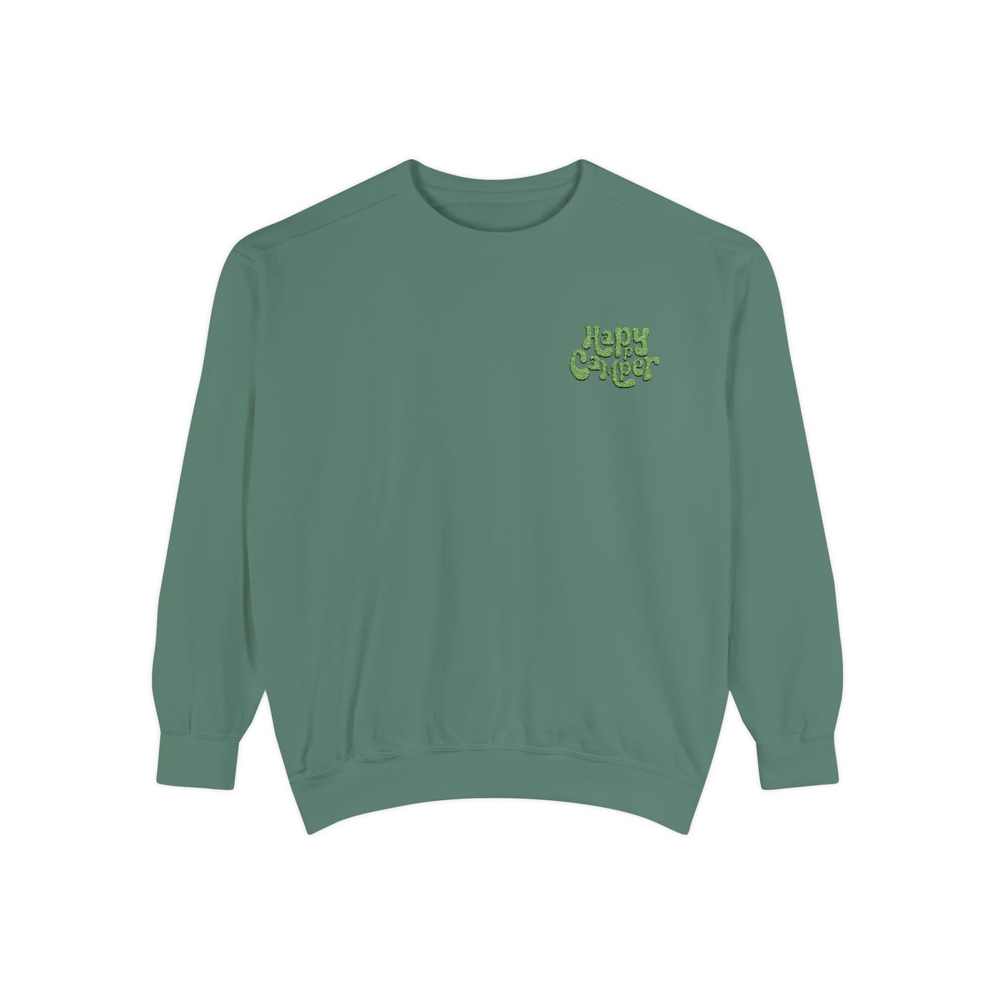 Women's Garment-Dyed Sweatshirt - Happy Camper nVintage Style Cozy Top for All Occasions