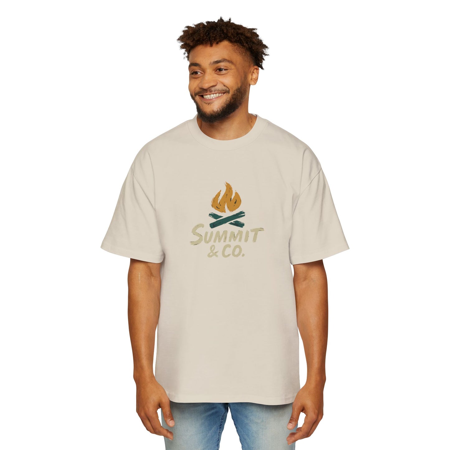 Men's Heavy Oversized Tee-Brushed Fire