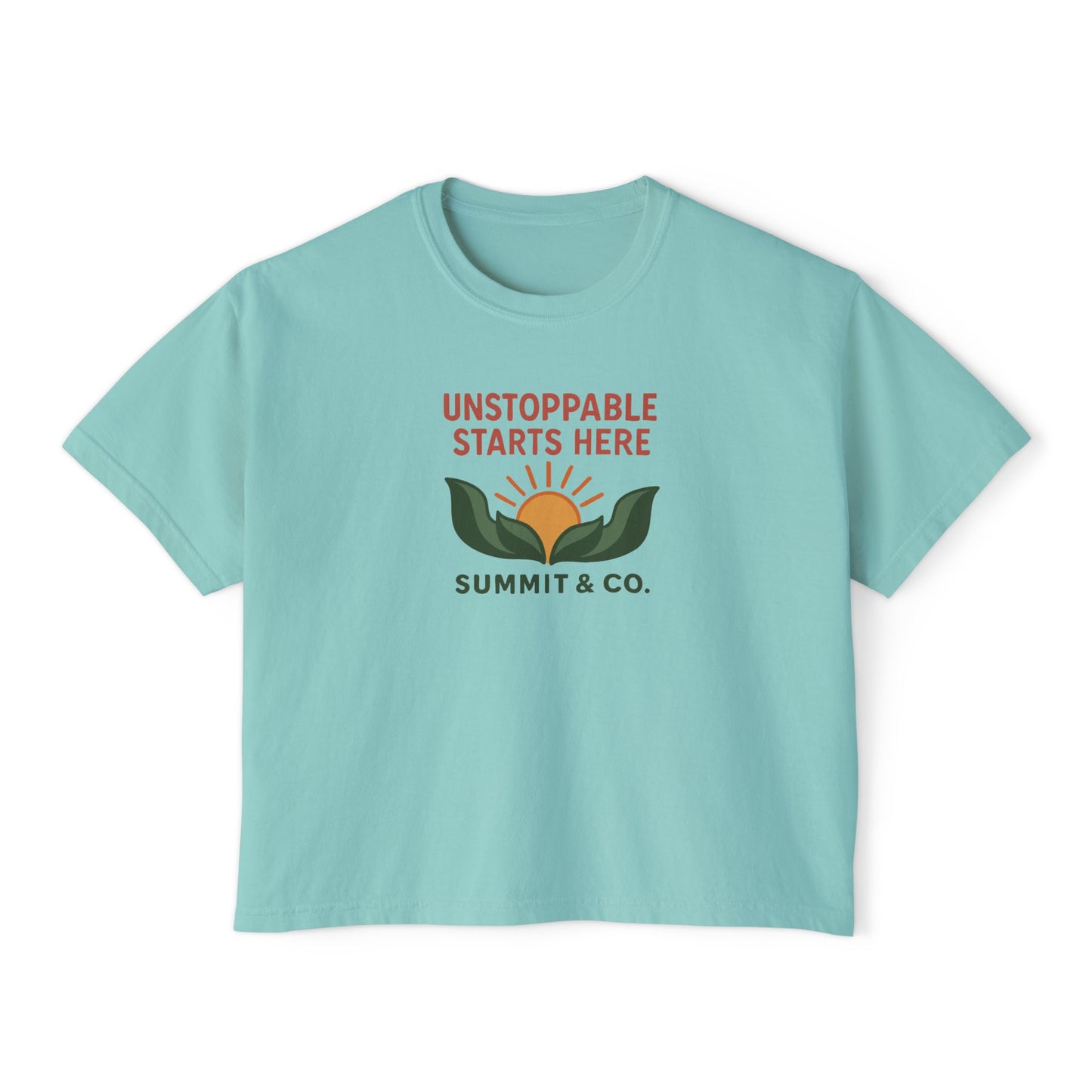 Summit&Co. Women Boxy Tee-Unstoppable Starts Here