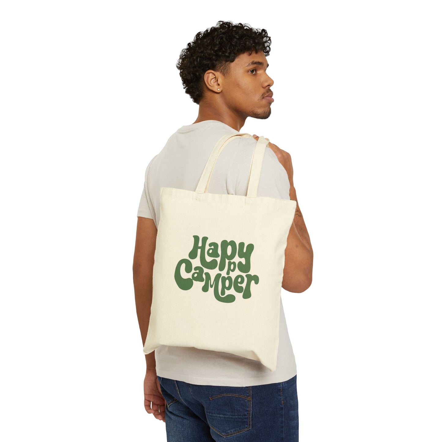 Eco-Friendly Happy Camper Cotton Canvas Tote Bag