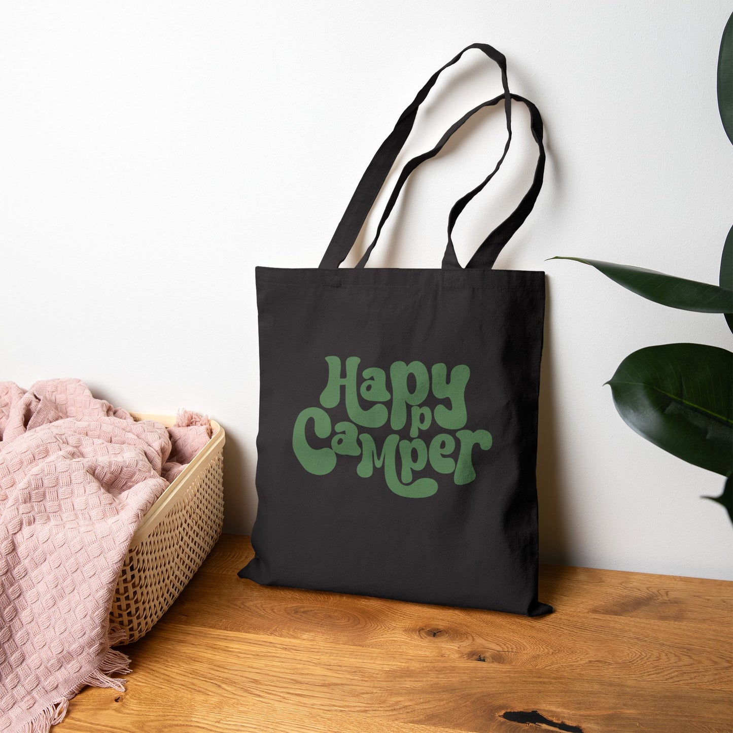 Eco-Friendly Happy Camper Cotton Canvas Tote Bag