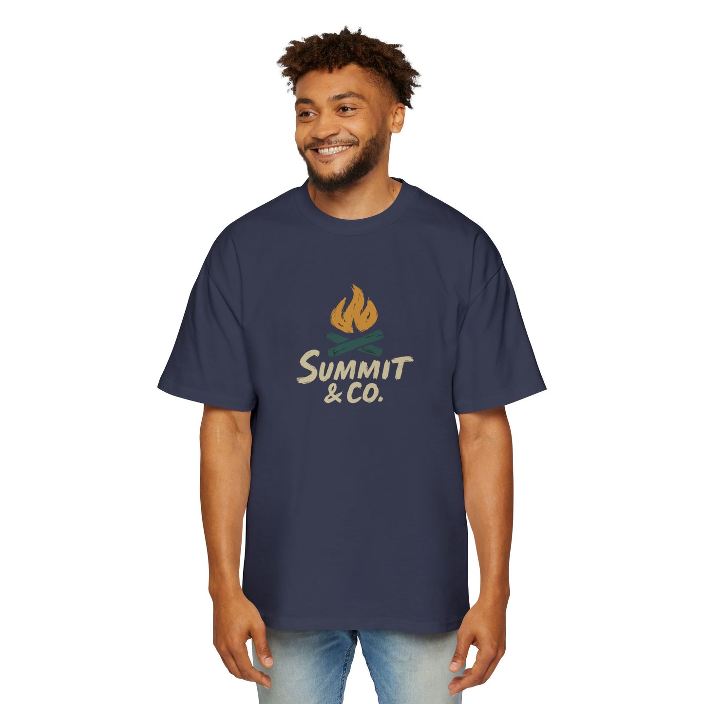 Men's Heavy Oversized Tee-Brushed Fire