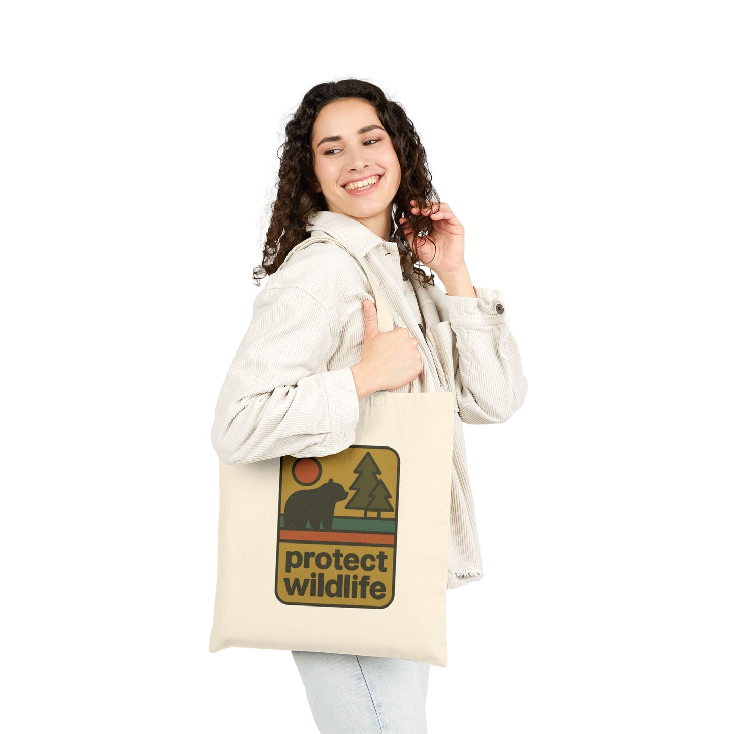 Eco-Friendly Protect Wildlife Cotton Canvas Tote Bag