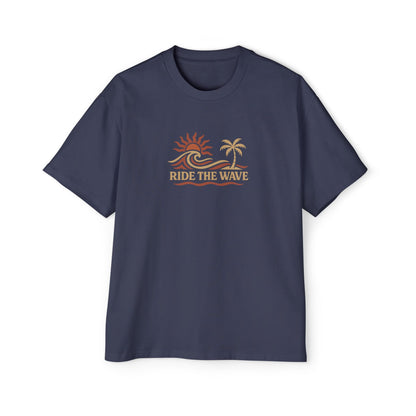 Men's Heavy Oversized Tee-Ride The Wave