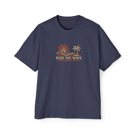 Men's Heavy Oversized Tee-Ride The Wave