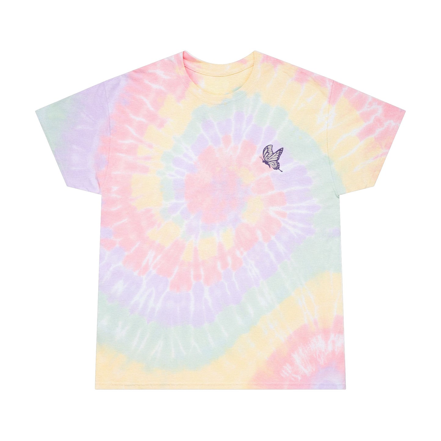 Pastel Tie-Dye Tee with Butterfly Embroidery