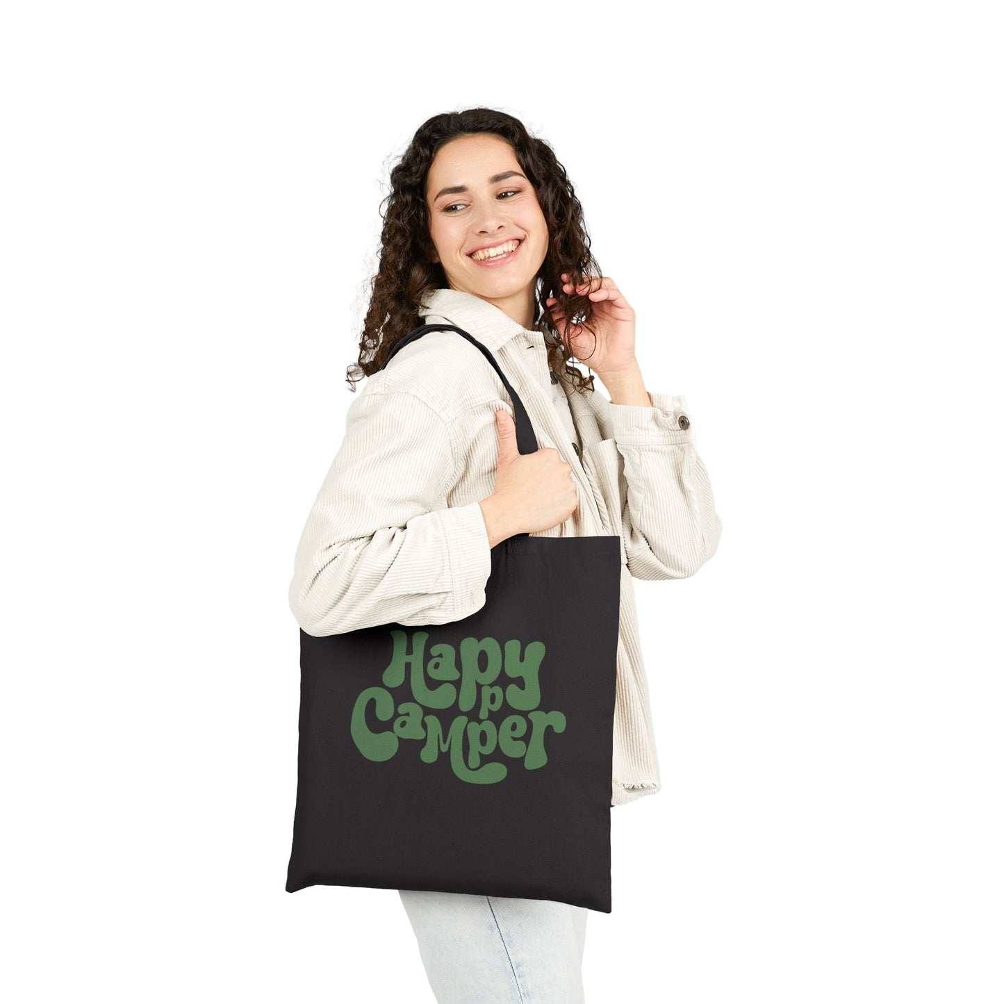 Eco-Friendly Happy Camper Cotton Canvas Tote Bag