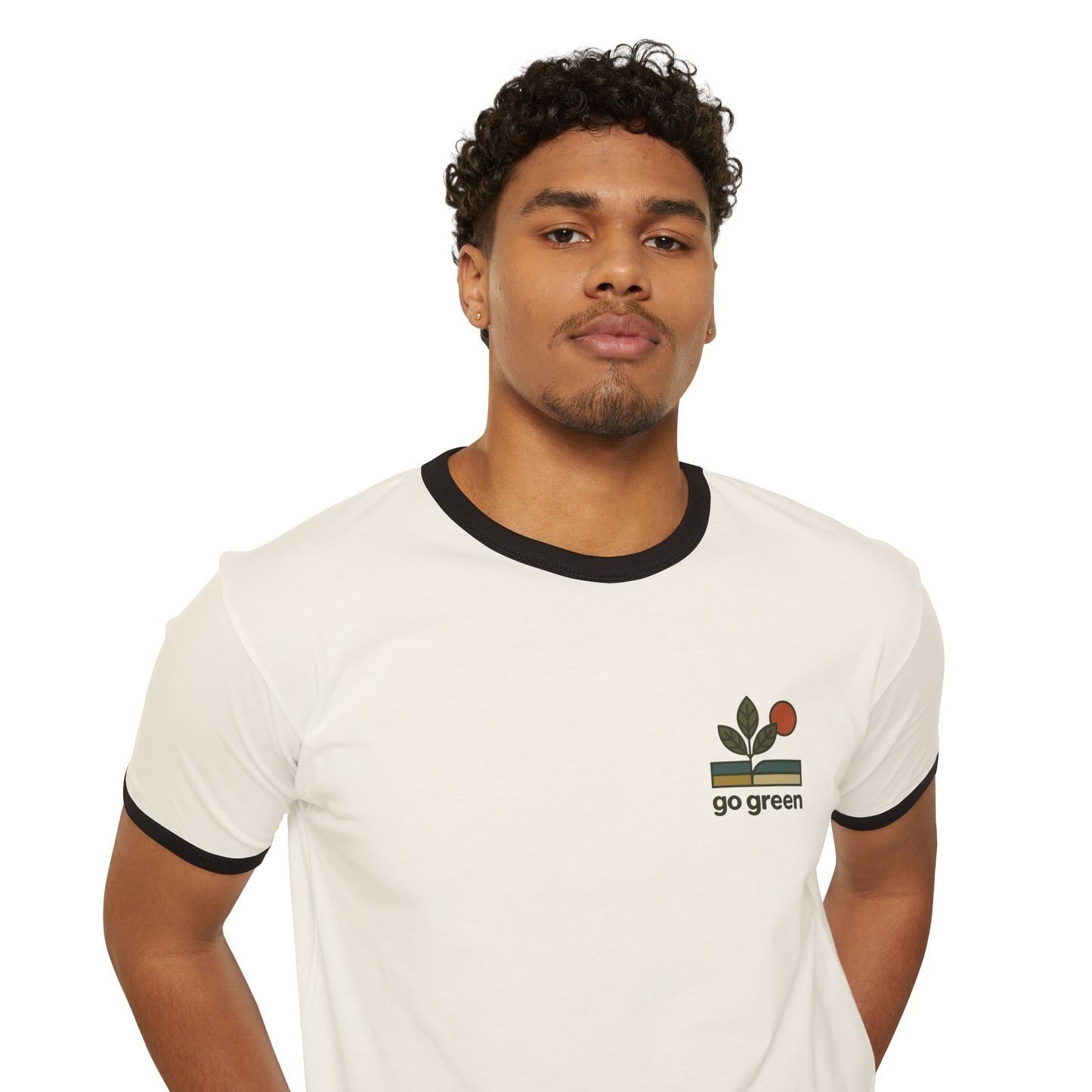 Go Green Unisex Cotton Ringer T-Shirt – Eco-Friendly Style for Nature Lovers