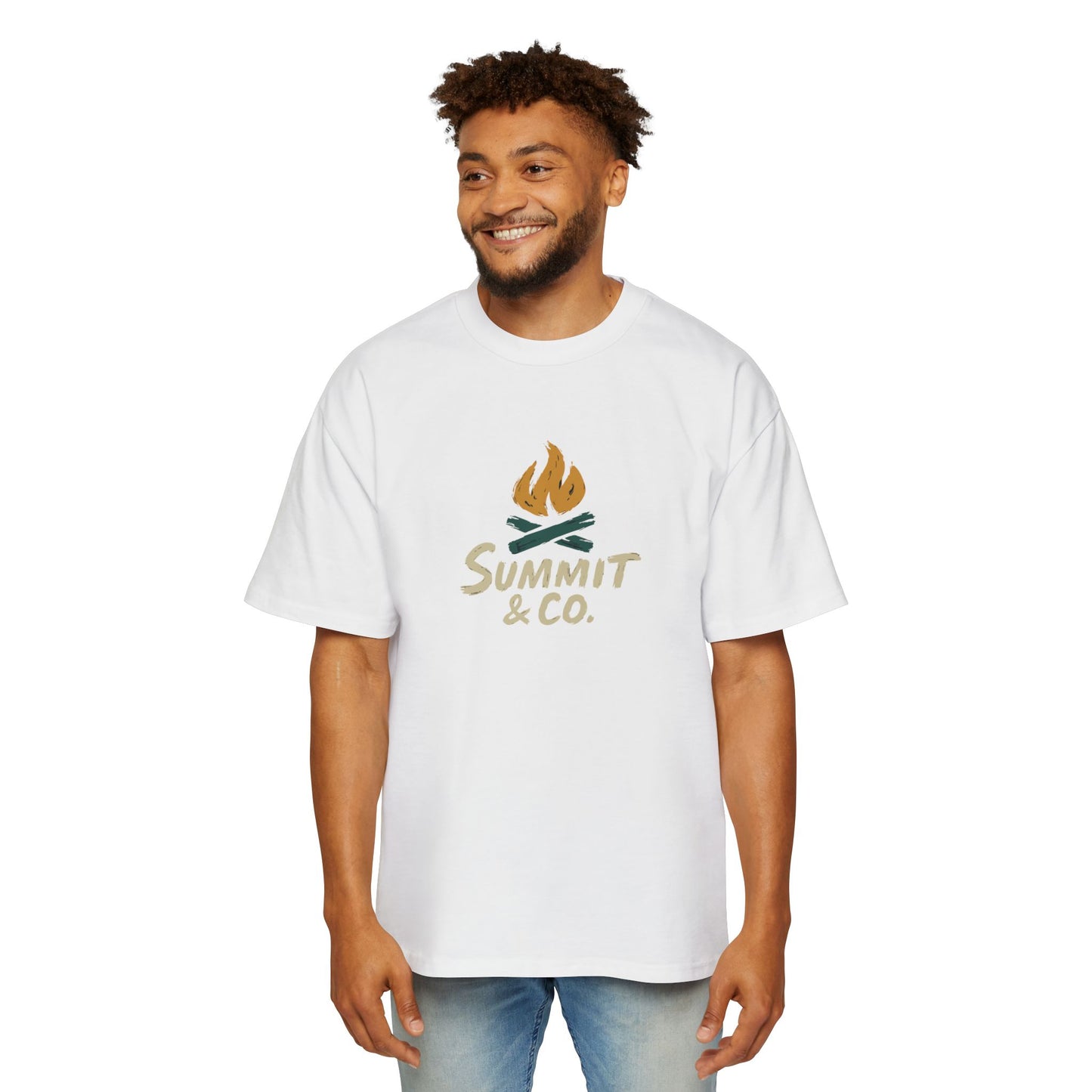 Men's Heavy Oversized Tee-Brushed Fire