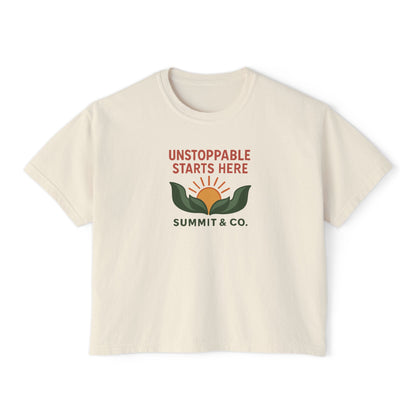 Summit&Co. Women Boxy Tee-Unstoppable Starts Here