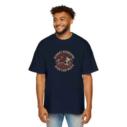 Men's Heavy Oversized Tee -Ride The Wave T-Shirt