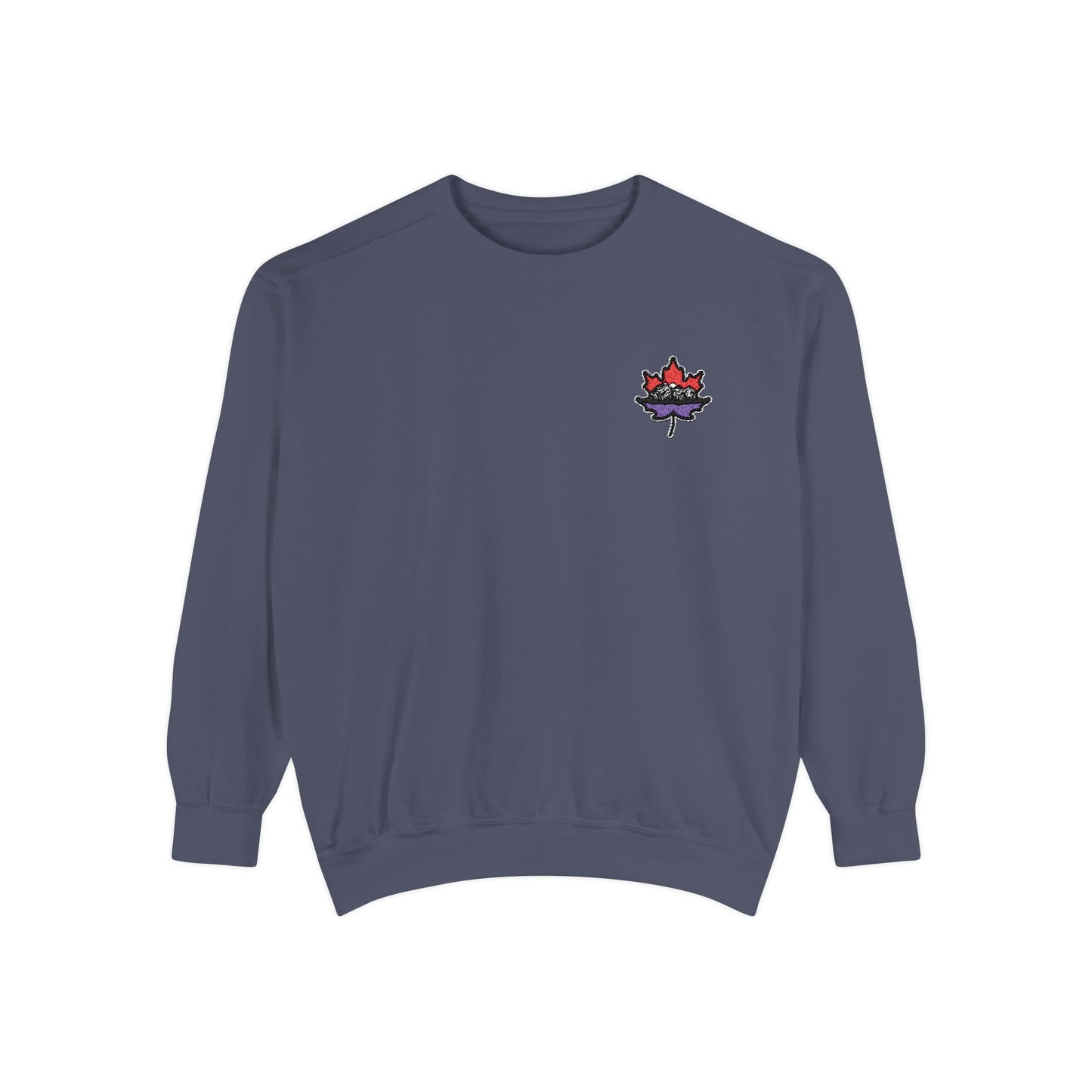 Unisex Garment-Dyed Sweatshirt -Leaf Embroidery Cozy Top for All Occasions