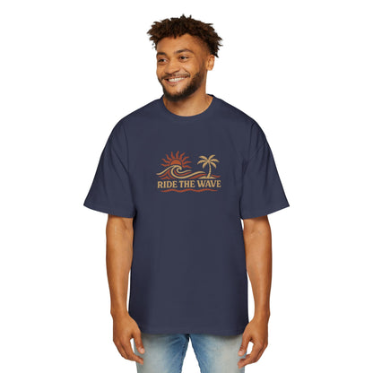 Men's Heavy Oversized Tee-Ride The Wave