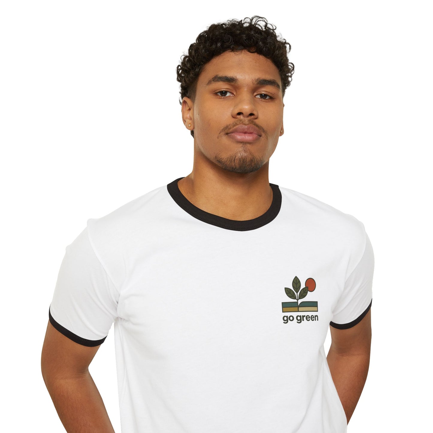 Go Green Unisex Cotton Ringer T-Shirt – Eco-Friendly Style for Nature Lovers
