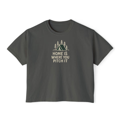 Summit&Co.Women Boxy Tee-Home Is Where You Pitch It