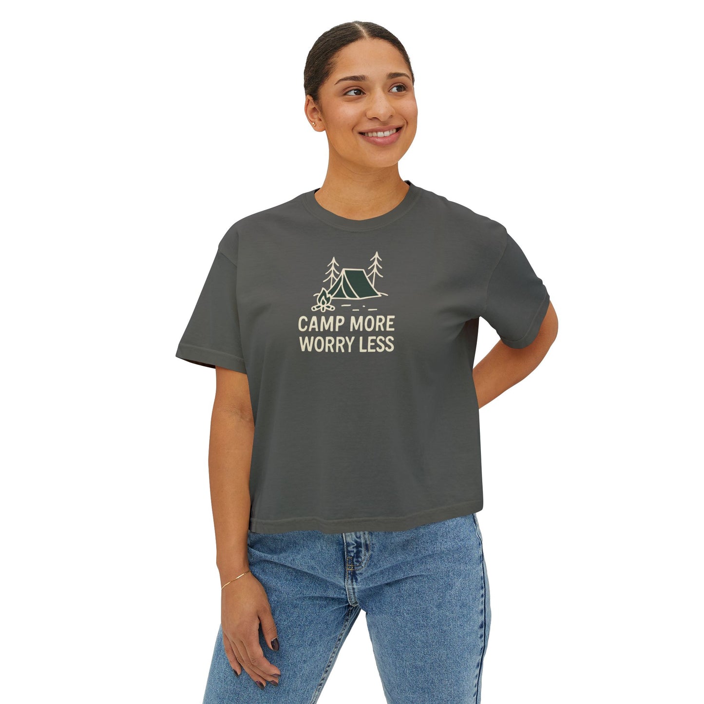 Summit&Co.Women Boxy Tee Camp More Worry Less