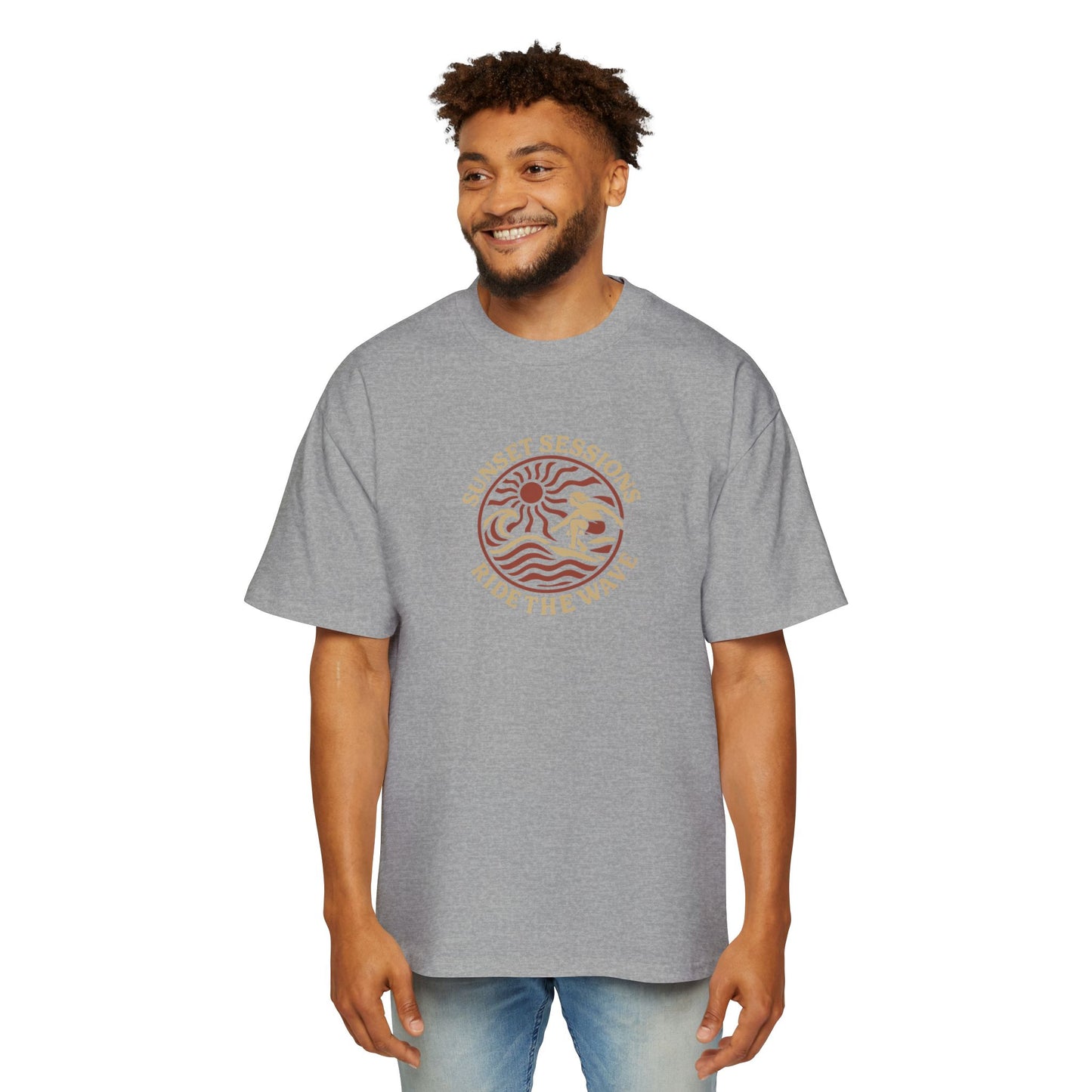 Men's Heavy Oversized Tee -Ride The Wave T-Shirt