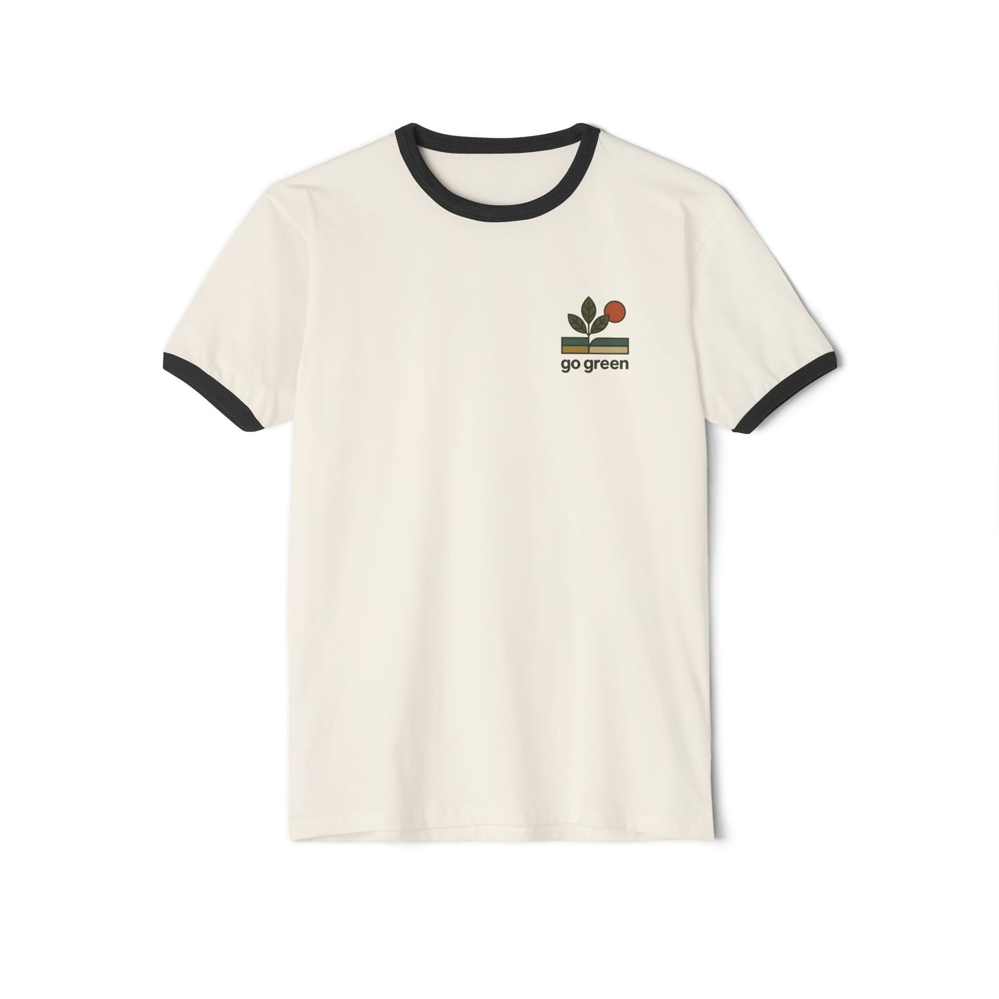 Go Green Unisex Cotton Ringer T-Shirt – Eco-Friendly Style for Nature Lovers