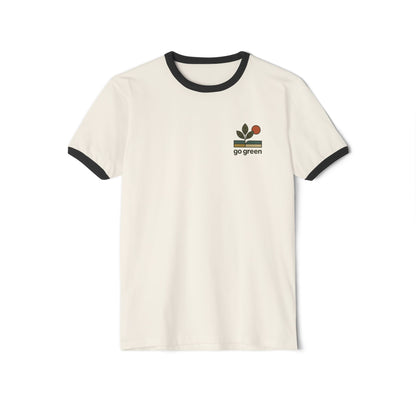 Go Green Unisex Cotton Ringer T-Shirt – Eco-Friendly Style for Nature Lovers