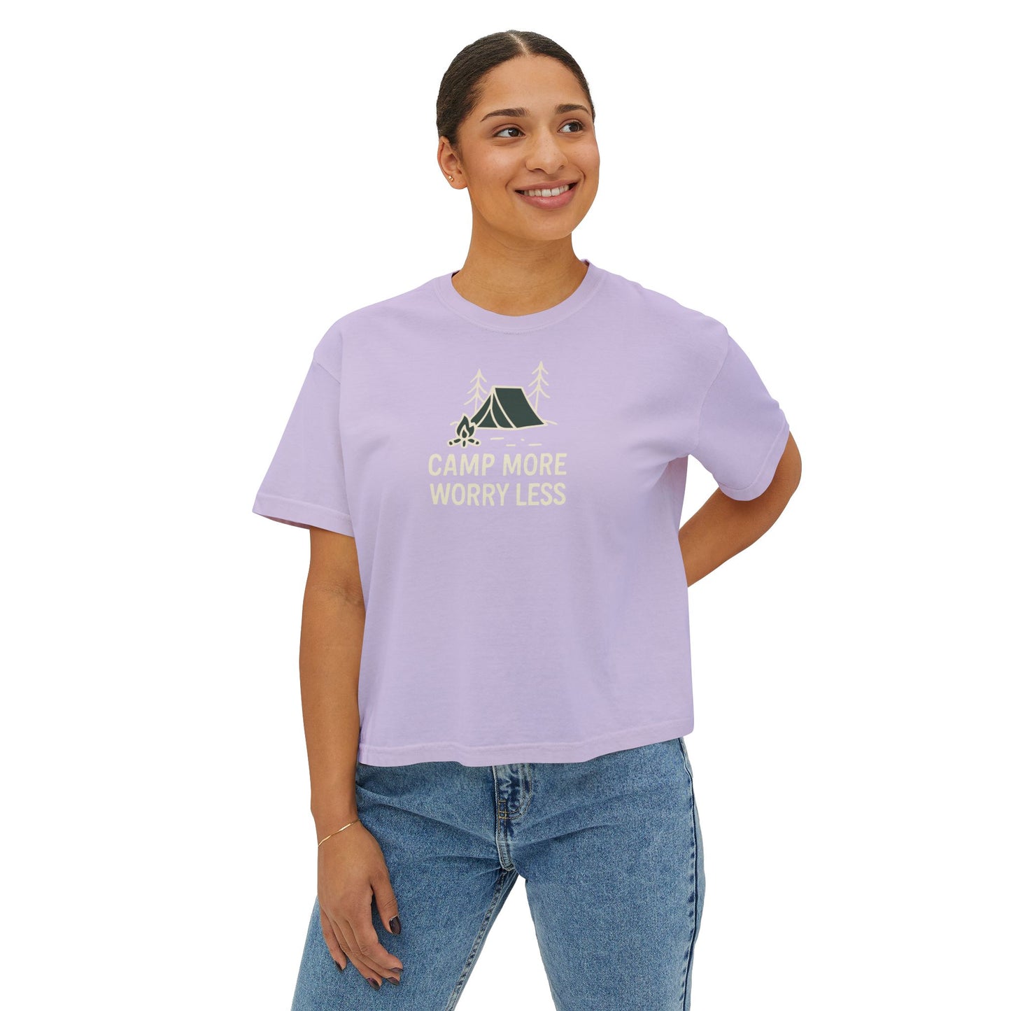 Summit&Co.Women Boxy Tee Camp More Worry Less