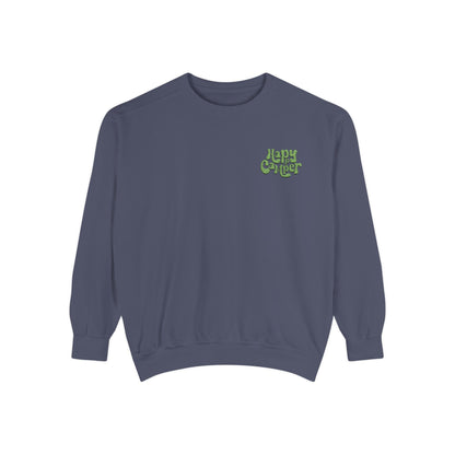 Unisex Garment-Dyed Sweatshirt - Happy Camper Vintage Style Cozy Top for All Occasions