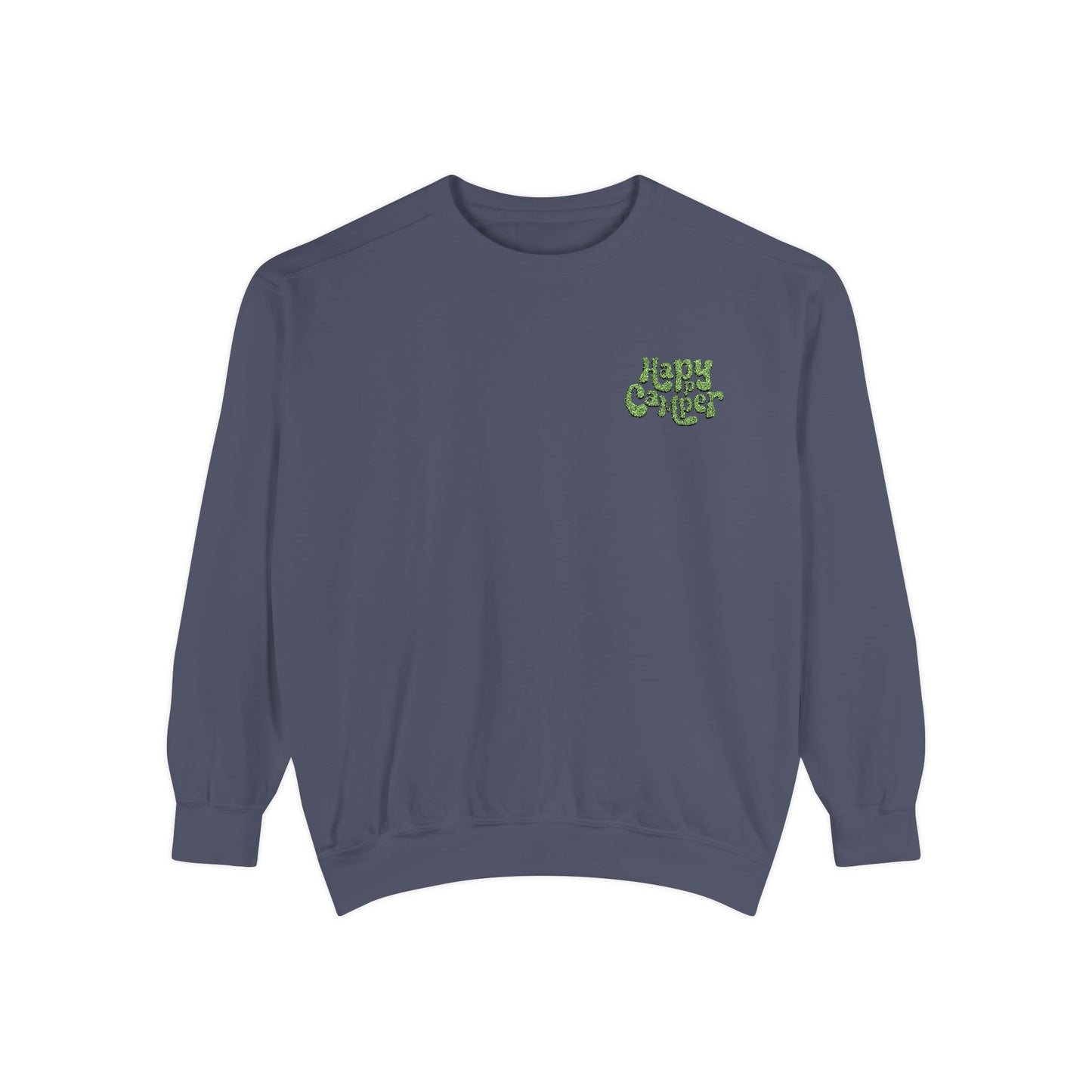 Women's Garment-Dyed Sweatshirt - Happy Camper nVintage Style Cozy Top for All Occasions