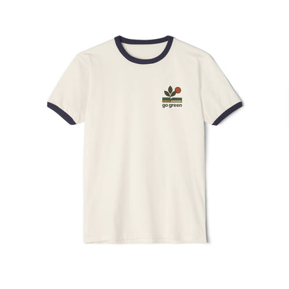 Go Green Unisex Cotton Ringer T-Shirt – Eco-Friendly Style for Nature Lovers
