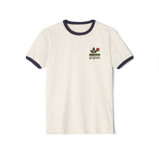 Go Green Unisex Cotton Ringer T-Shirt – Eco-Friendly Style for Nature Lovers