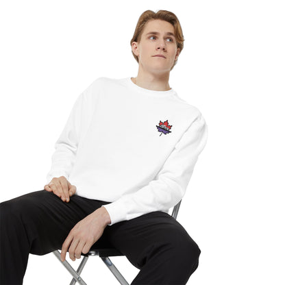 Unisex Garment-Dyed Sweatshirt -Leaf Embroidery Cozy Top for All Occasions