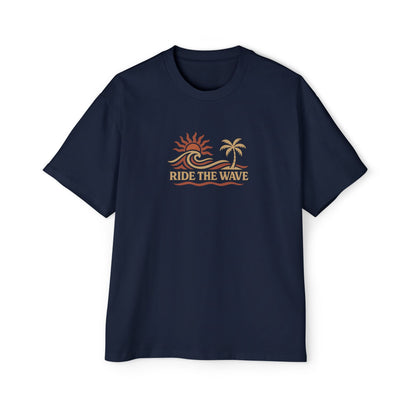 Men's Heavy Oversized Tee-Ride The Wave