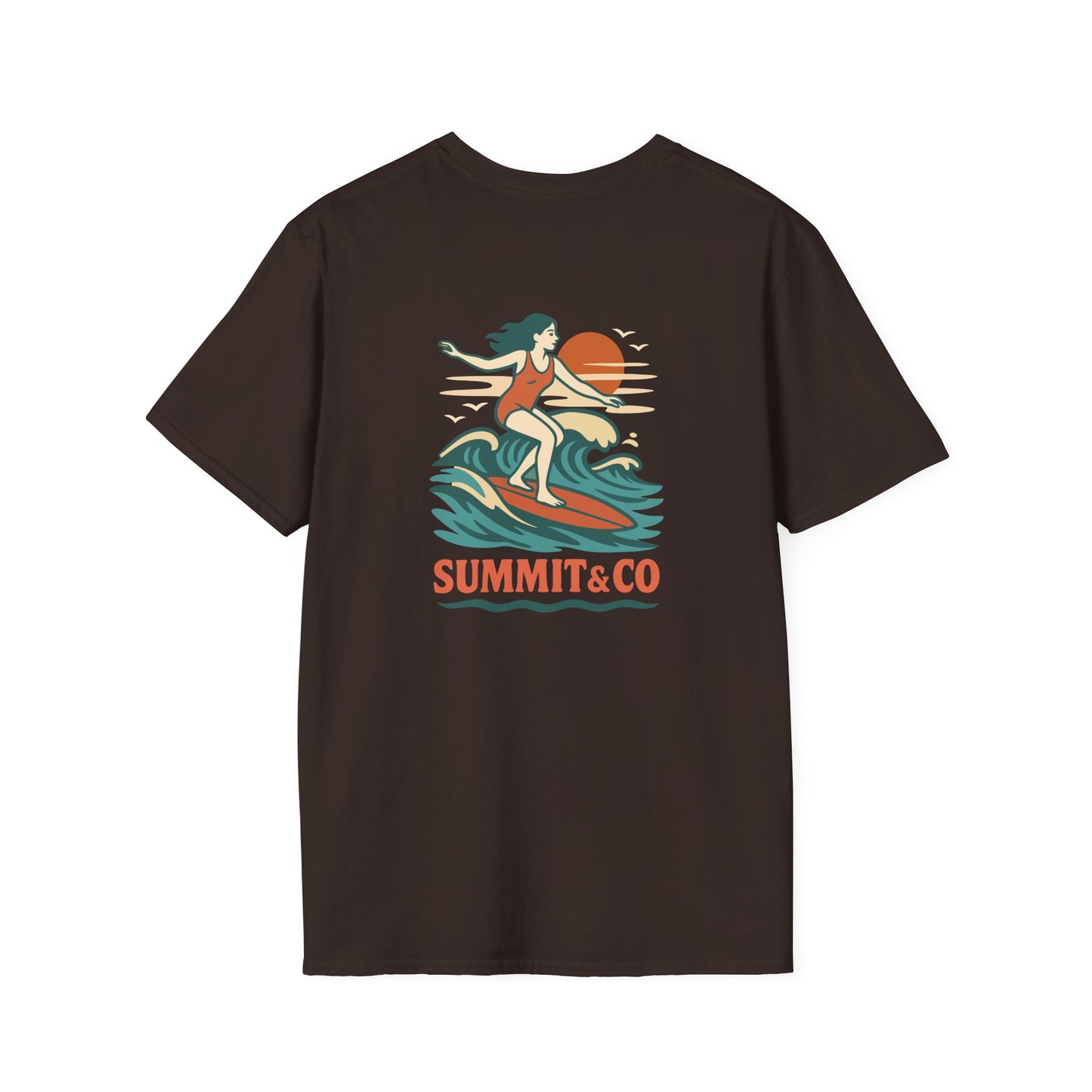 Summit&Co. Softstyle Tee-Surfer Woman (w/Back Design)