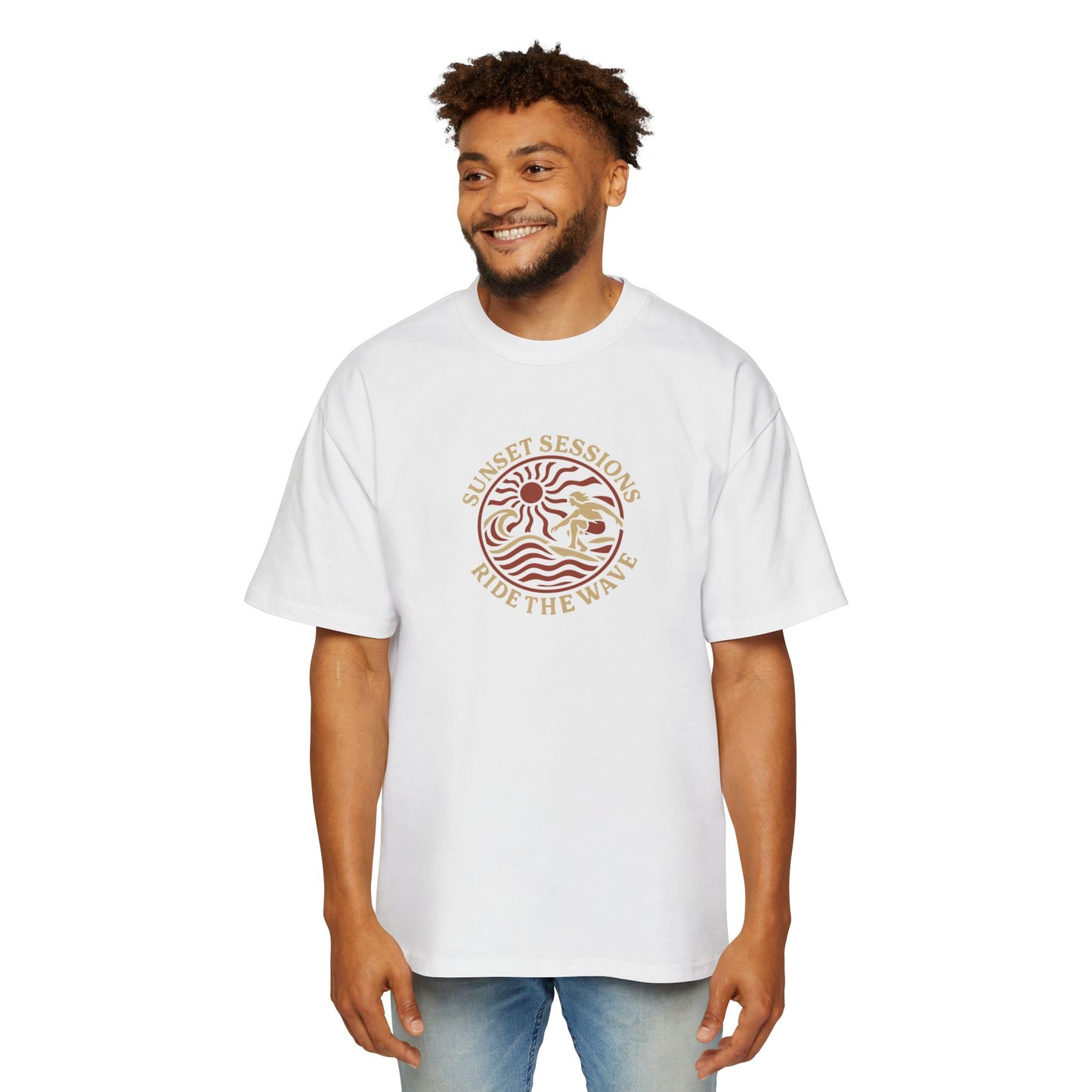 Men's Heavy Oversized Tee -Ride The Wave T-Shirt