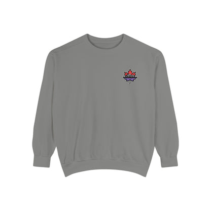 Unisex Garment-Dyed Sweatshirt -Leaf Embroidery Cozy Top for All Occasions