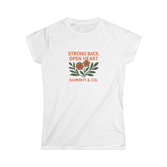 Summit&Co. Women's Slim Strong Back Open Heart Tee