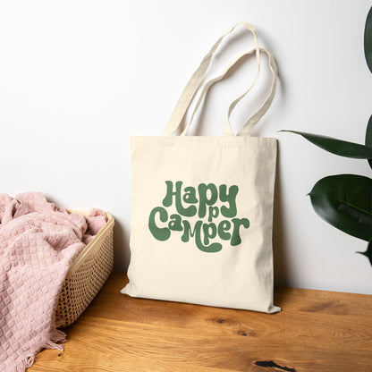 Eco-Friendly Happy Camper Cotton Canvas Tote Bag
