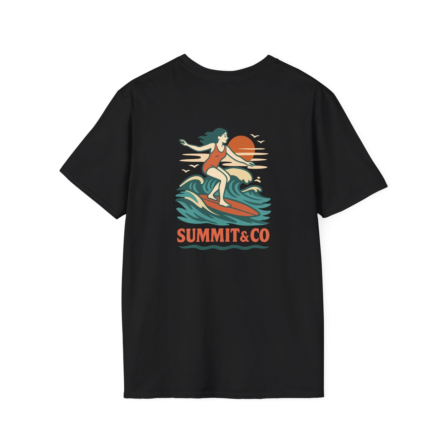 Summit&Co. Softstyle Tee-Surfer Woman (w/Back Design)