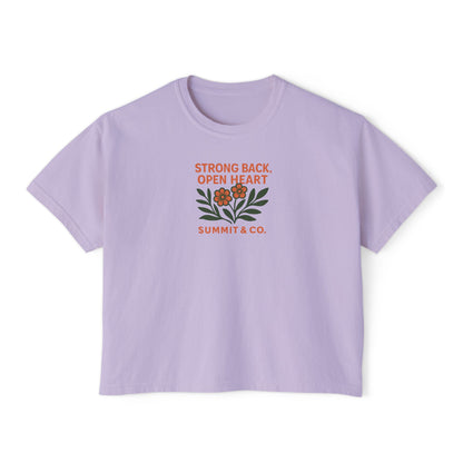 Summit&Co. Women Boxy Tee-Strong Back Open Heart