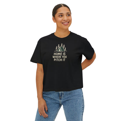 Summit&Co.Women Boxy Tee-Home Is Where You Pitch It